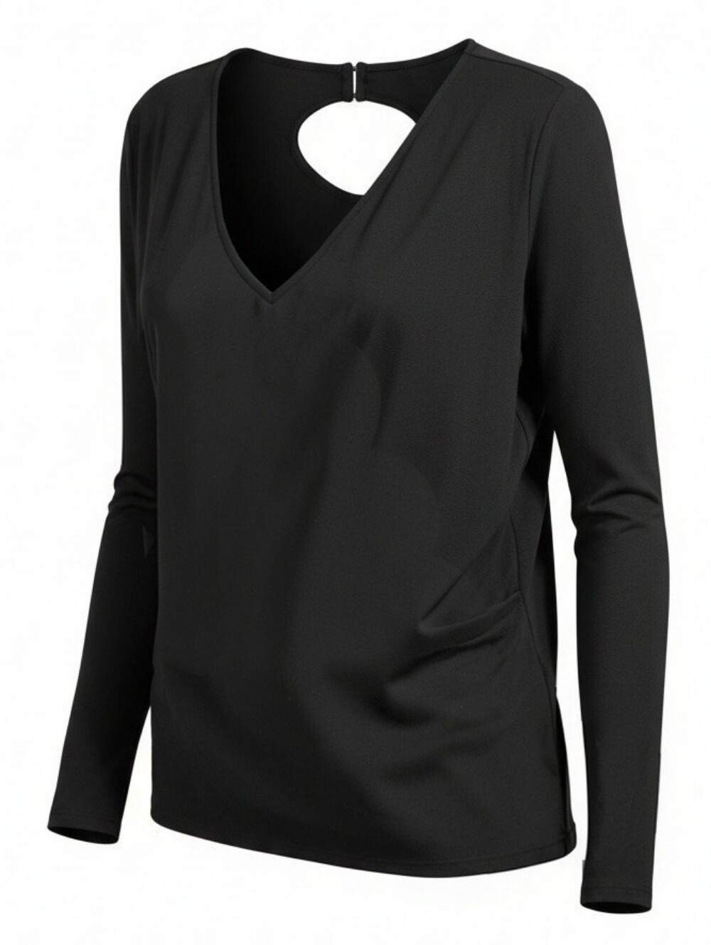 FUTURE COLLECTIVE Black V-Neck Long SleeveBlouse With Back Cut Out